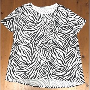 Zara Tee Shirt - Zebra Print Cotton - Size XXL